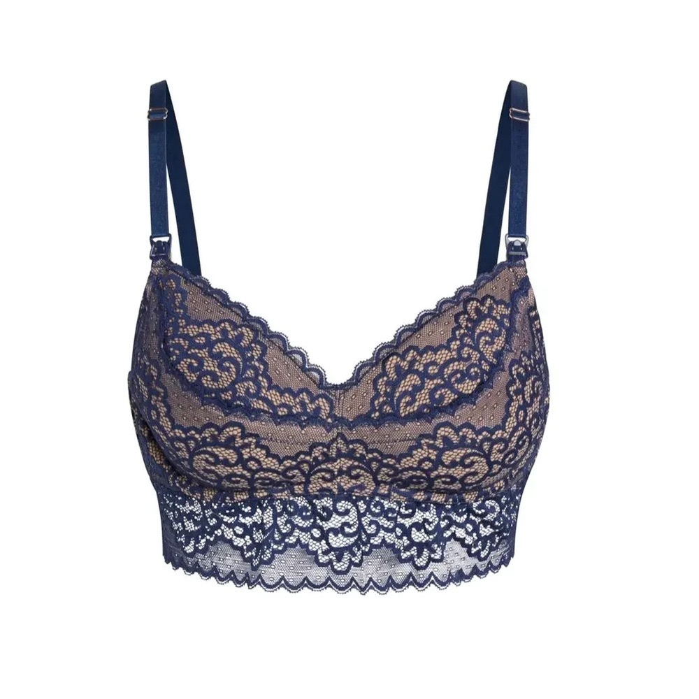 Ayla Luxury Lace Nursing + Handsfree Pumping Bra - Ink-4 Large